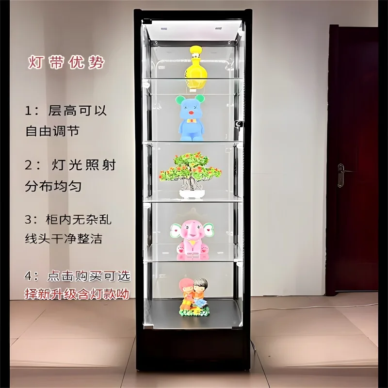 Figure Display Cabinet Glass  POP MART Lego Toy Model Display Cabinet Dust-proof Gift Display  with Light
