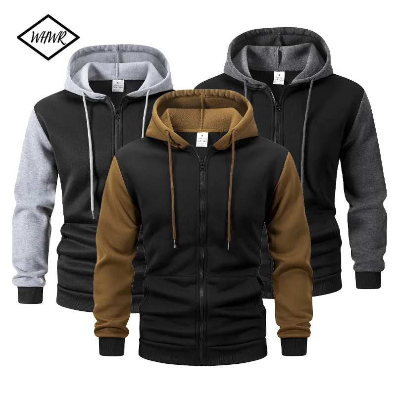 

Осень-зима, новое флисовое пальто с капюшоном на молнии, повседневное мужское флисовое пальто больших размеров, свободный пуловер, модная толстовка с рукавами реглан, топы