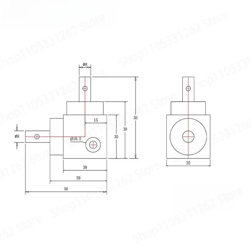 Right Angle Bevel Gearbox 90 Degree Commutator 1 To 1 Speed Ratio Small