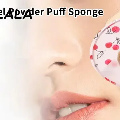 1/2 個チェリープリントシリコーンゲルパウダーパフスポンジフェイスコンシーラー化粧品パフアクセサリーファンデーションクリームなしパウダー