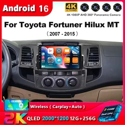 Android 16 Carplay Auto For Toyota Fortuner Hilux MT 2007 2008 2012 2014 2015 Multimedia Car Radio Player DSP video WIFI+4G SIM
