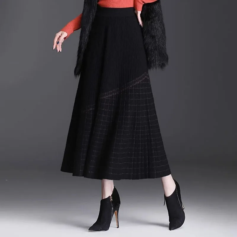 Knitted Plaid Women Half Skirt For In Autumn And Winter New Fashion Elegant Comfortable Versatile Femal Half Skirts