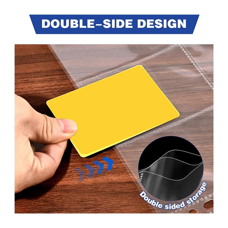 

A76F-100Pc 9 Pocket Double Sided Card Sleeves Binder Sheets, Holds 1800 Cards, Trading Card Binder Sleeves For 3 Ring Binder