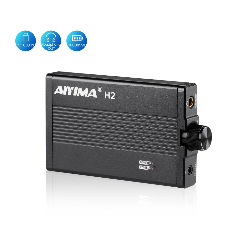 

AIYIMA Audio H2 DAC DSD256 Portable Ear Amplifier HIFI Power Headphone Amplifier ES9018K2M 32bit/384khz With 3.5/4.4mm Output