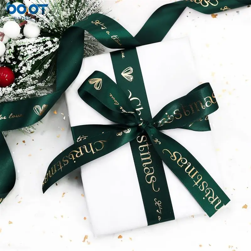 5yards Hot Stamping Christmas Decor Ribbon Handmade Gift Box Packaging Decoration Wedding Event Party Accessory Bouquet Decor