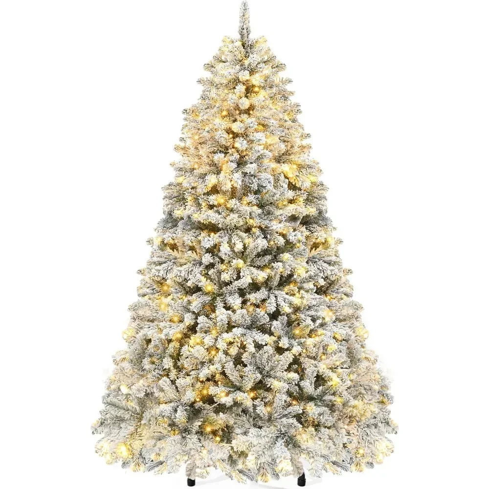 

Christmas Tree Prelit Snow Flocked Artificial Full with 8 Light-Modes, 1346 Branch Tips, and Foldable Decoration Christmas Tree