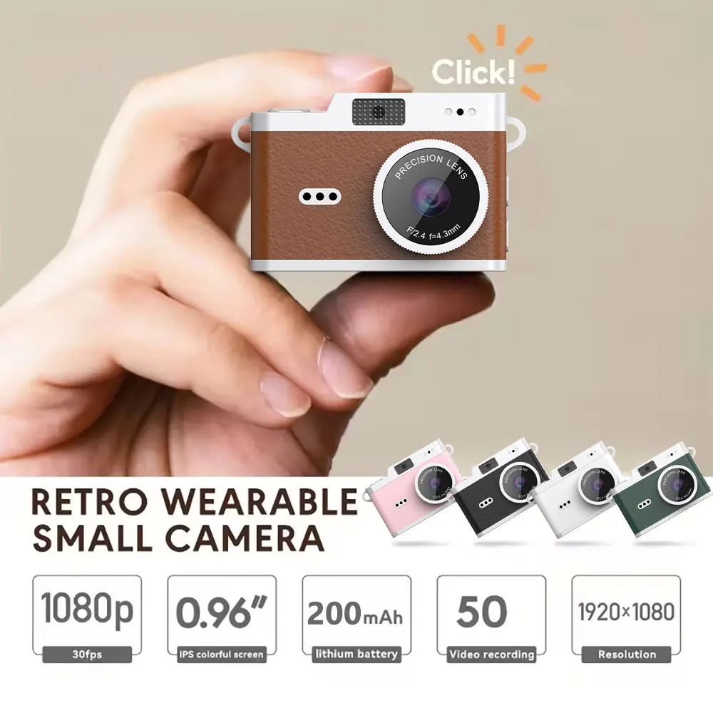 Fotocamera digitale 1080P HD Retro 0,96 pollici pollice studente indossabile mini fotocamera portatile con collana adatta per il regalo