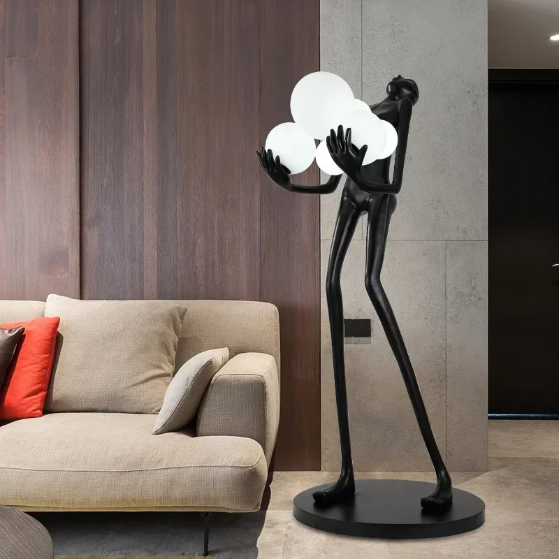 newzq Nordic Body Sculpture Fall Floor Lamp Atmospheric Lamp in the Living Room Ball Hotel Sales Office Floor Lamp