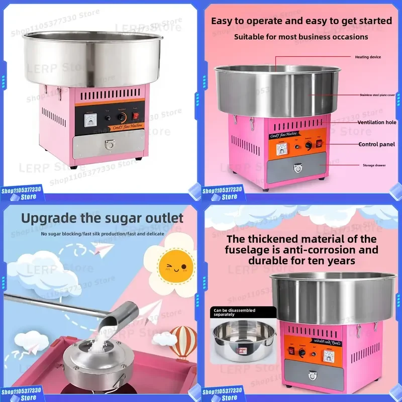 Commercial Automatic Cotton Candy Machine Heavy Duty High Capacity Mobile Booth Small Marshmallow Maker Silk Line Type New