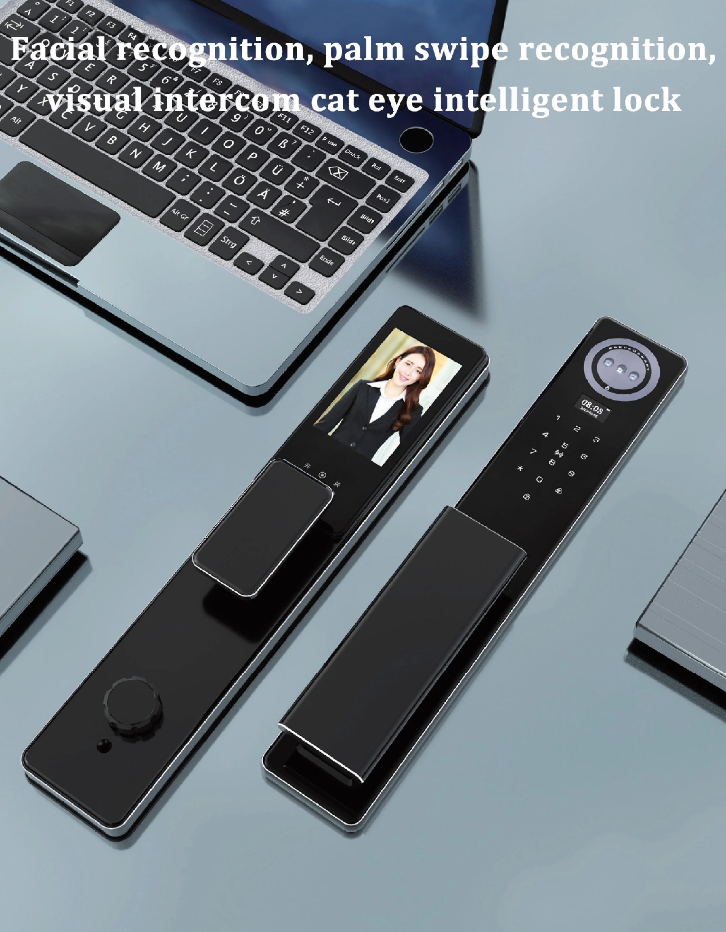 001 TYSH Ai Smart Door Lock Tuya Wifi 3d Facial Recognition Palm Recognition Fingerprint Digital Lock With Video Intercom