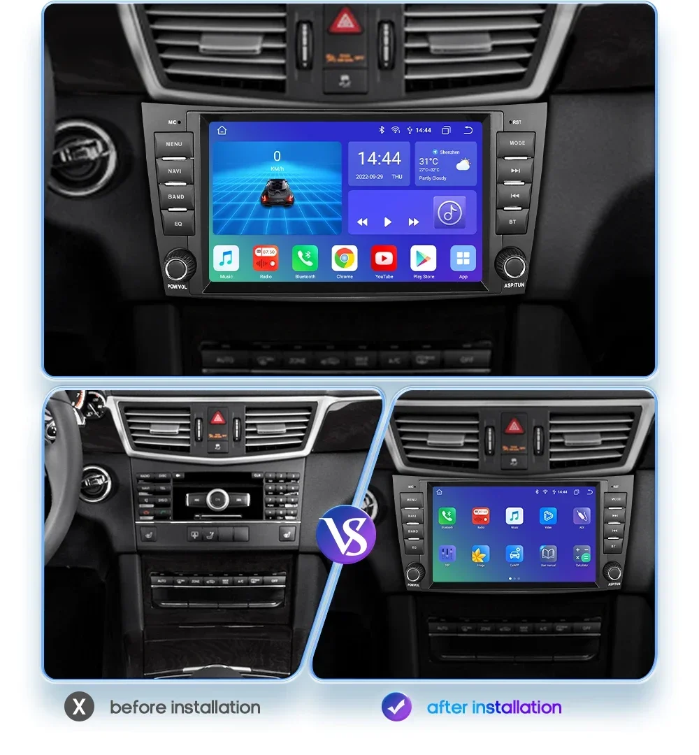 8 Inch Android Car Radio Player For Mercedes Benz W211 E200 E220 E300 E350 E240 E270 E280 CLS W219 2001 -2011 CLK W209 Setereo