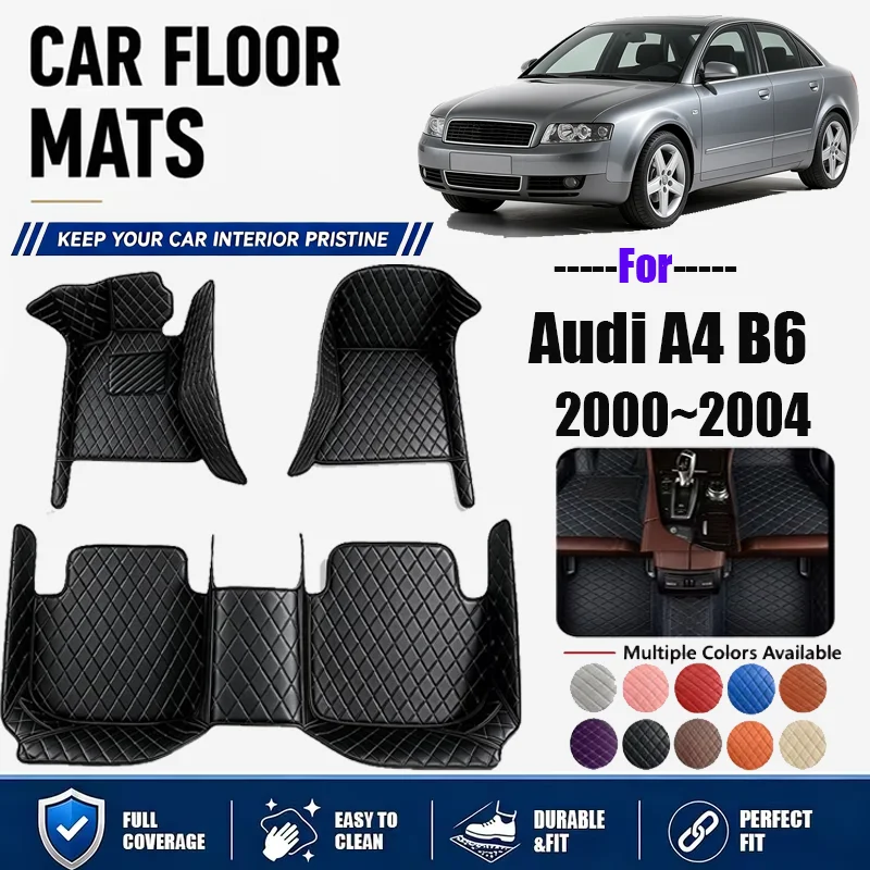 For Audi A4 B6 2000~2004, simple and luxurious imitation PU leather car mats, durable, stain resistant, easy to clean,