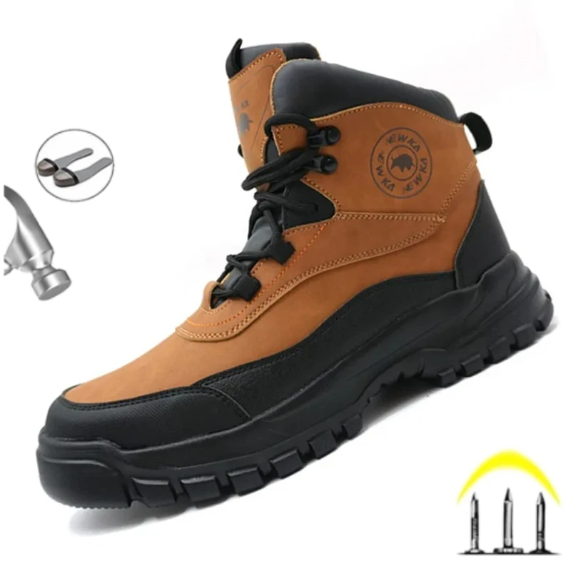 New Fashion 2026 Construction Site Labor Boots Steel Toe Cap Work Safety Shoes Anti-smash Anti-piercing Industrial Male Footwear