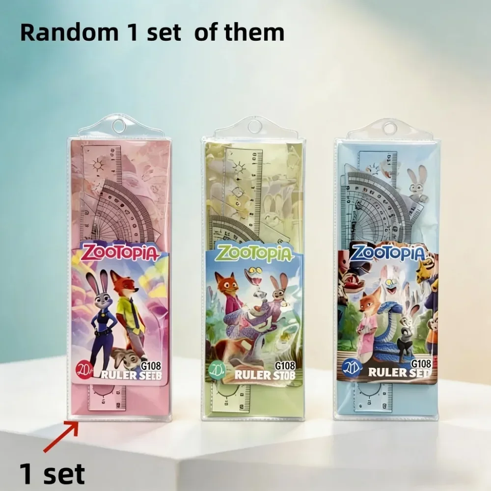 Random 1set  Disney Zootopia Geometry Ruler Set, Cute Math Drawing Tools for Students & Office Use