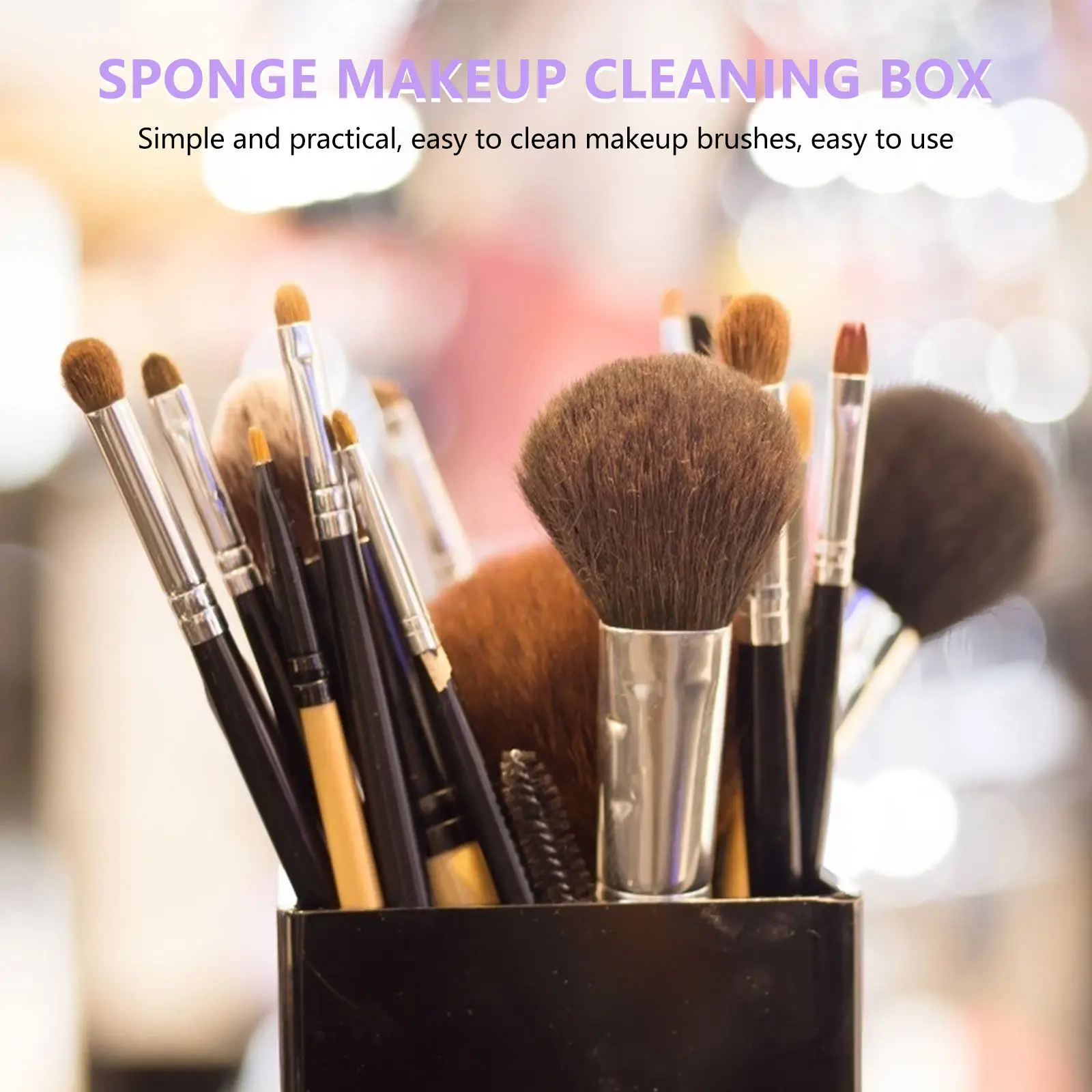 2Pcs Makeup Brush Cleaning Box Silicone Cleaning Tool Mixed Color Portable Makeup Sponge Easy Clean Brush Cleaner
