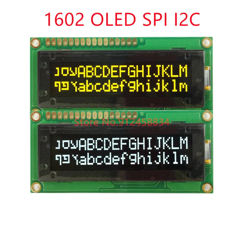 Moduł wyświetlacza OLED 1602 16X2 SPI I2C 3.3V lub 5V, układ sterujący US2011, żółto-białe litery, zamiennik VFD 1602