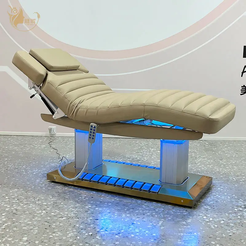 Electric Massage Bed With Dual Columns Full Tilt And Foot Pedal Control For Salon Spa
