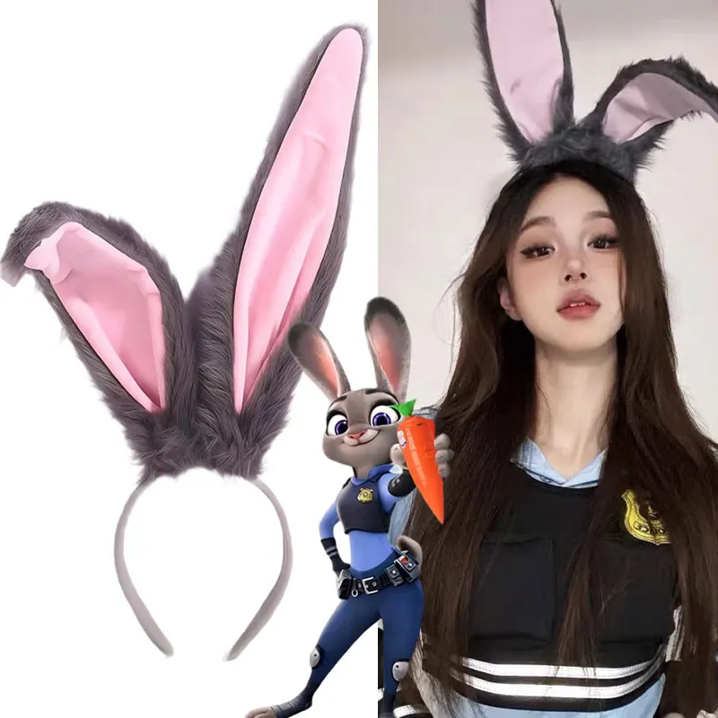 

Easter Rabbit Ears Headwear Zootopia 2 Judy Hopps Cosplay Costume Accessory Headband Carnival Animal Bunny Big Ears Hairband