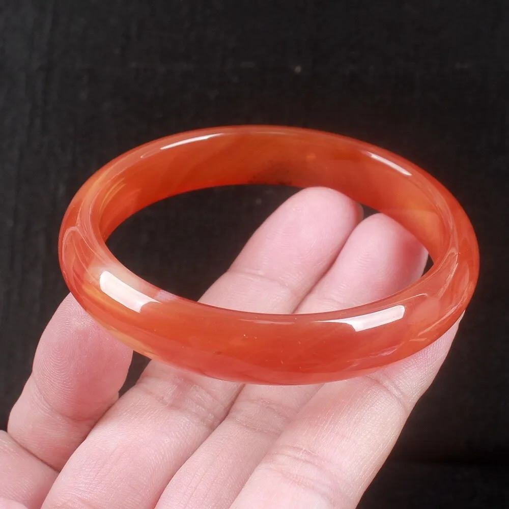 54-64MM Certified Natural Agate Chalcedony Red ice Jade Bracelet Bangle 0535