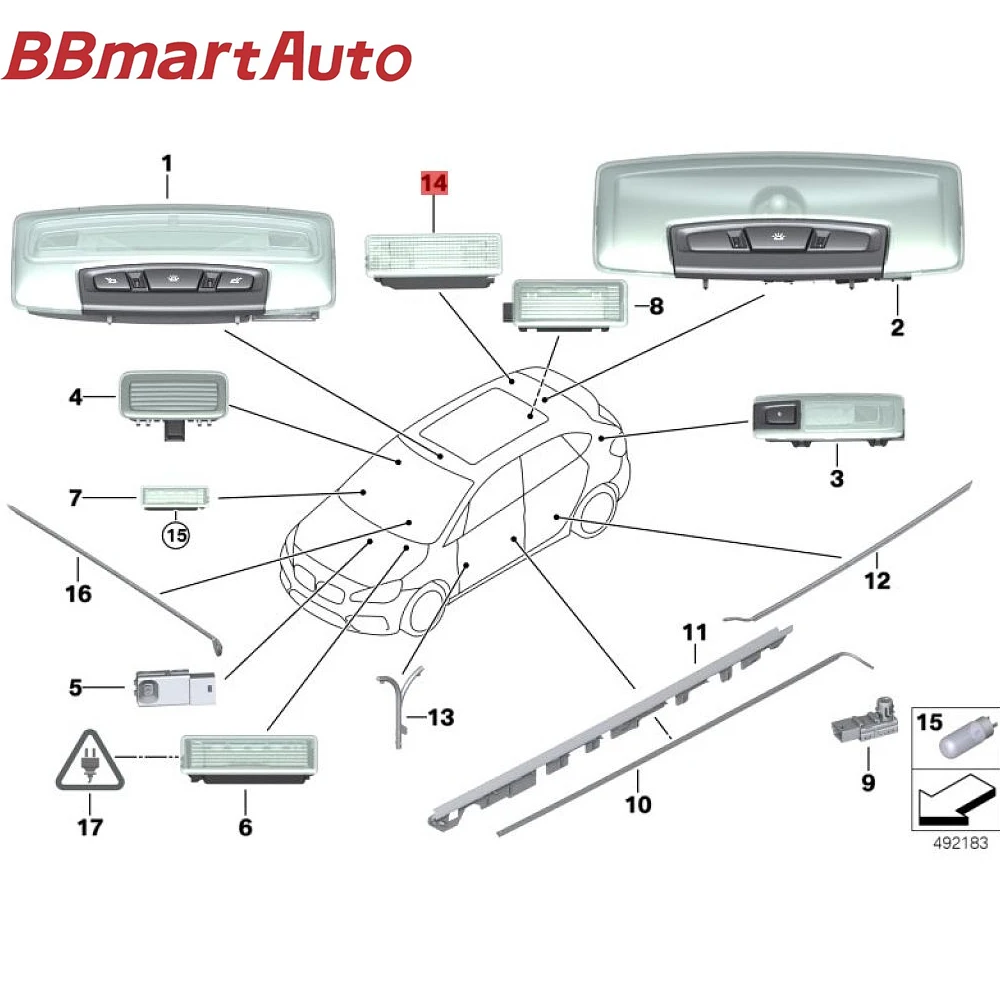 63316972605 BBmart Auto Parts 1 Pcs Interior Light Door Interior Panel Lights Replacement For BMW 525i M54  520i Car Accessories