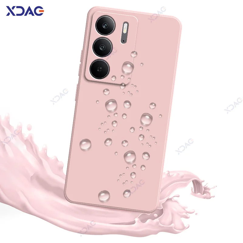 Realme Narzo 80x Narzo80x 5G 6.72 "소프트 오리지널 스퀘어 액체 실리콘 충격 방지 가방 용 고급 듀얼 레이어 전화 케이스 커버