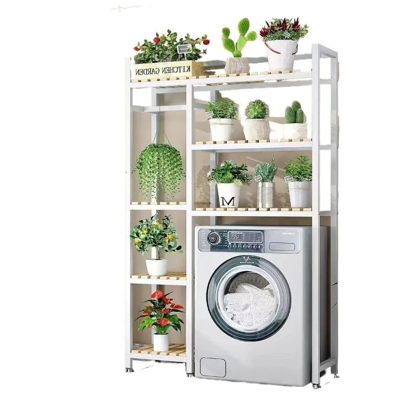 

Balcony clamshell drum automatic washing machine top storage rack flower pot flower stand