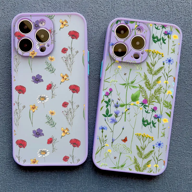 Flower Branches Sexy Floral Phone Case For iphone 13 Mini 16 14 Plus 11 13 12 14 15 Pro Max 12 XS X XR 7 8 Plus Shockproof Cover