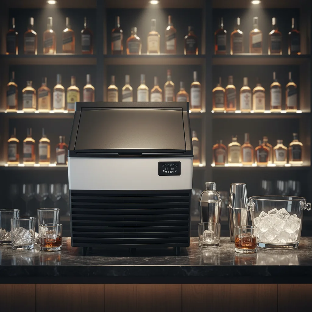 

Commercial Cube Ice Maker, Food-Grade ABS Housing Automatic Ice Machine for Grocery Stores, Supermarkets & Fresh Cold Storage