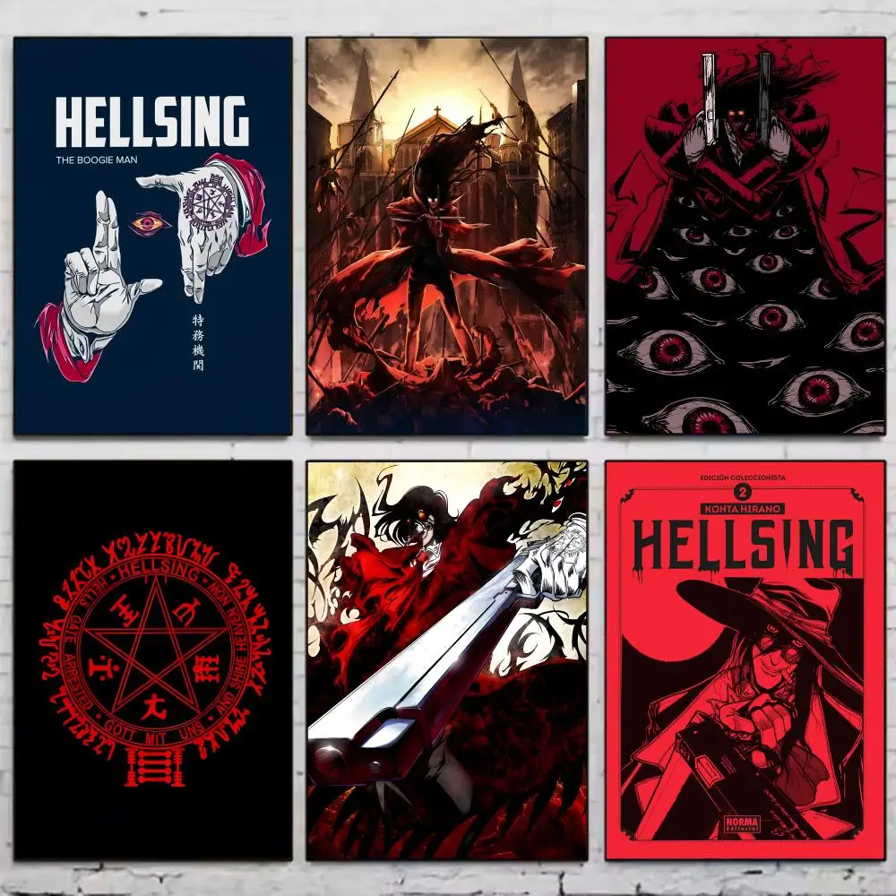 Anime H-hellsing Ultimate Poster Vintage Wall Art Aesthetic Room Decor Print Living Room Bedroom Home Decoration