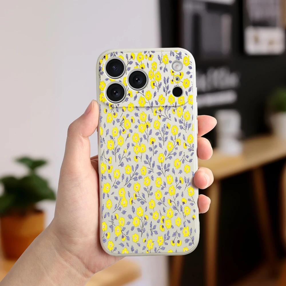 아이폰17 프로맥스 17 에어 16 15 14 13 12 11 프로 맥스 XS 맥스7 8 플러스 16e 16 플러스 TPU 커버 코크 라이트 옐로우 플라워 폰 케이스