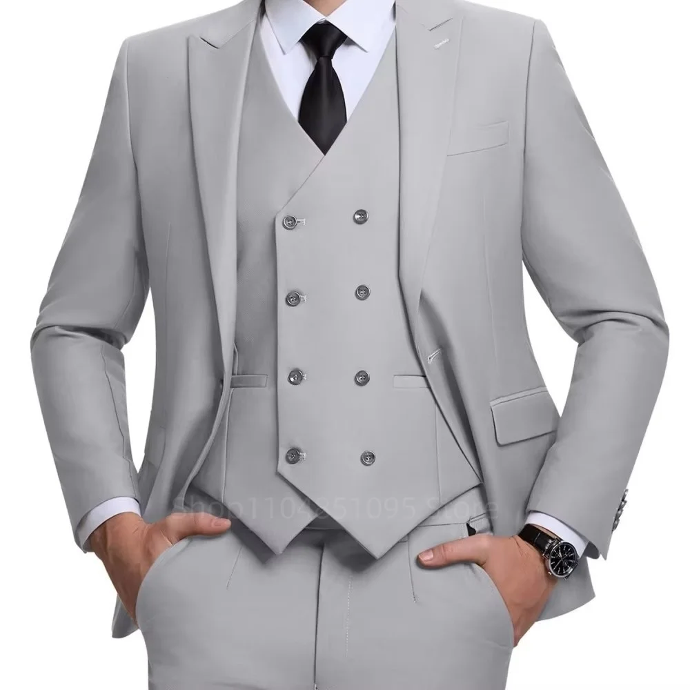 

Men Slim Fit Groom Wedding Suits Tuxedo Best Man Blazer Vest Pants 3 Pieces Trendy Fashion Marriage Costume