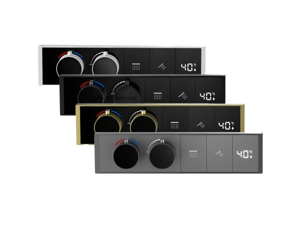 2 3 4 Way Multi-Function Thermostatic Mixer Shower Control Valve Dual Gray Brass Diverter for Hotels Displayed Digitally