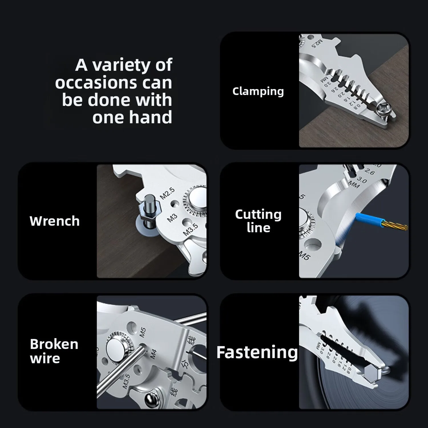 Electrician Pliers with Wire Stripper, Cutter & Separator – Durable Sharp Tool for DIY Cable Repair, Easy to Use, 10-in-1 Design view 6