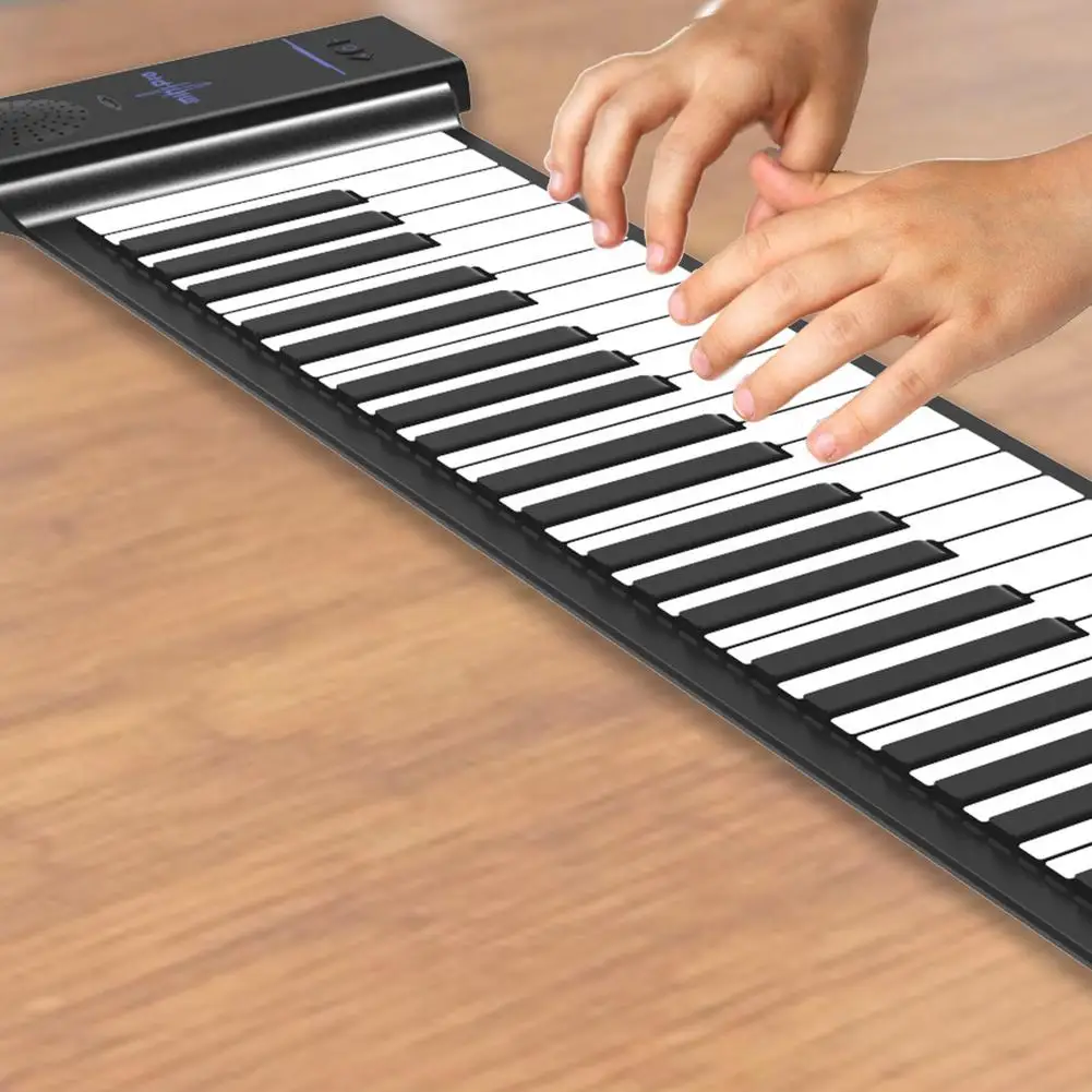 88 Key Piano Flexible Digital Roll Up Piano Keyboard Silicone Folding Electronic Keyboard Built-in Speaker Early Learning Edu