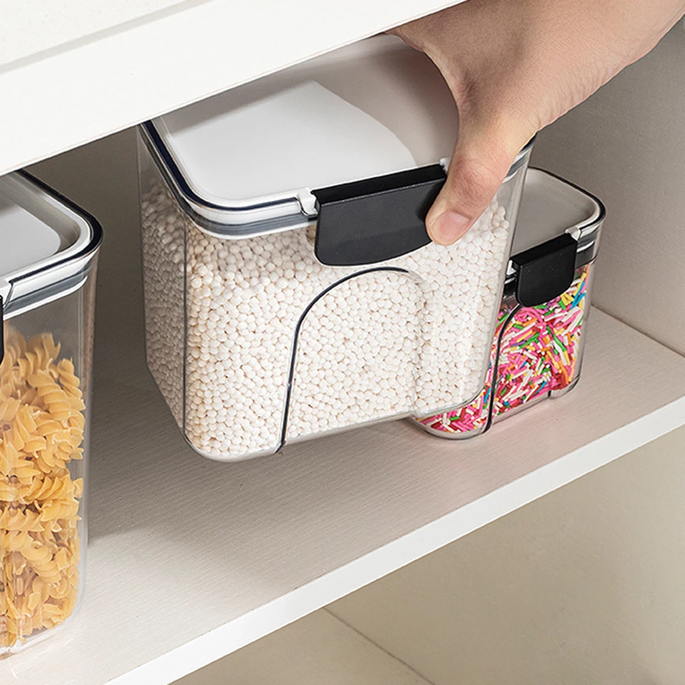350/1300/2700/4600ml Kitchen Cereals Storage Boxes For Coffee Beans Sealed Jar Large Transparent Plastic Food Storage Container