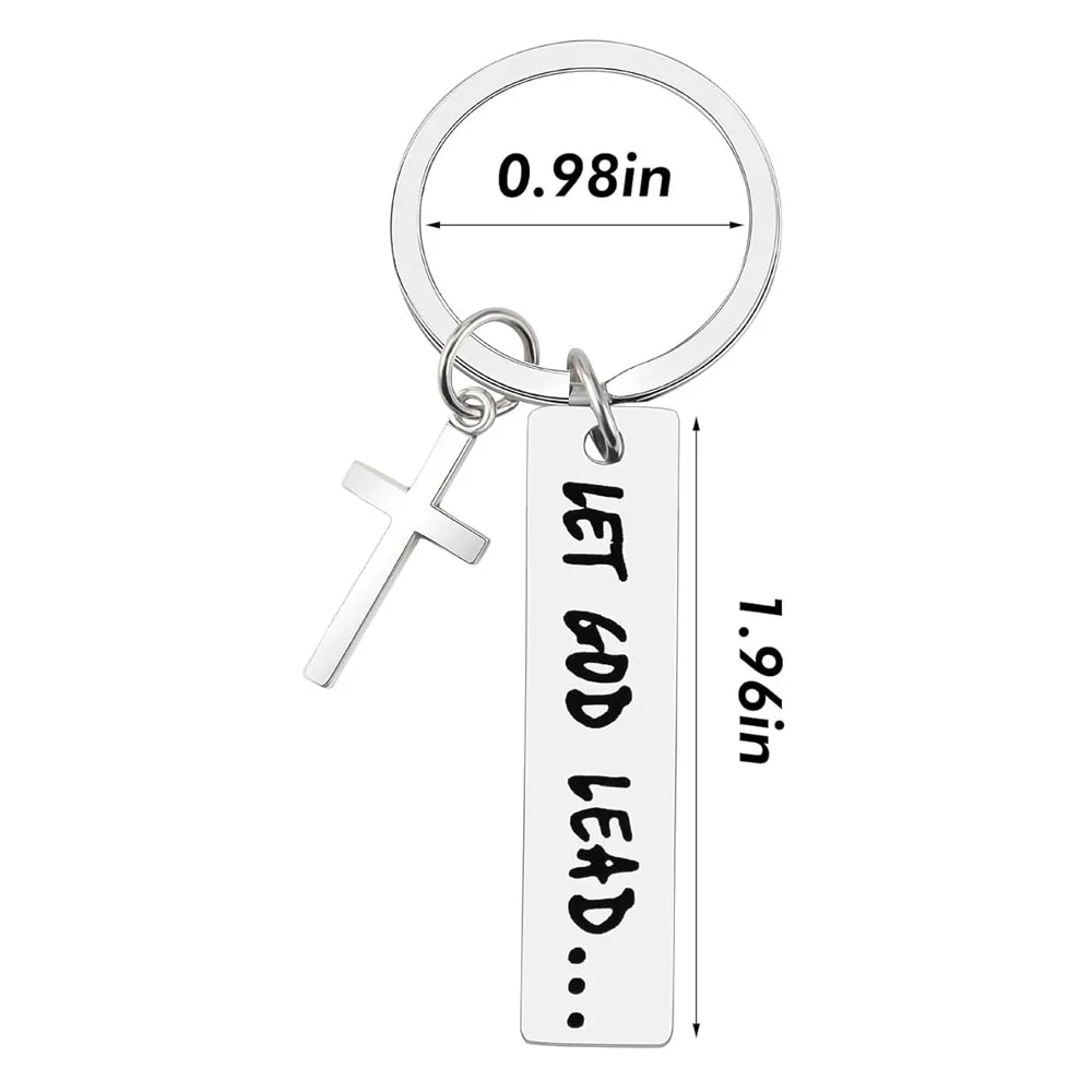 Cross Keychain for Women Men Christian Inspirational  Let-God-Lead Keyring for Car Key Backpack Wallet Faith