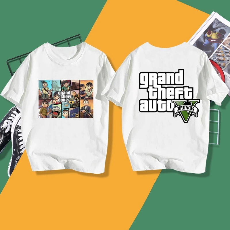 

Game Grand Theft GTA5 San Andreas Peripheral Rockstar Games Short Sleeve T-Shirt Clothes T-Shirt Half Sleeve Sports Casual Top