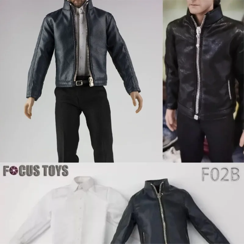 

FOCUSTOYS 1/6 Scale Action Figures PU Leather Coat with Black Solid Shoes Suit Clothes Model for 12in Male Soldier Accessory