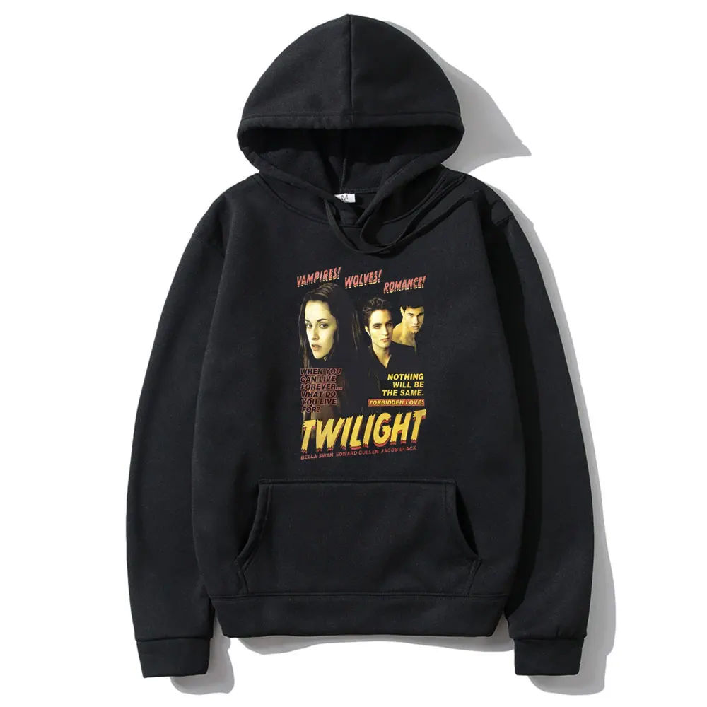 Sudadera con capucha Retro Twilight Bella Swan Edward Cullen James Black para hombres y mujeres, Sudadera con capucha de vampiro, Lobo, Romance,