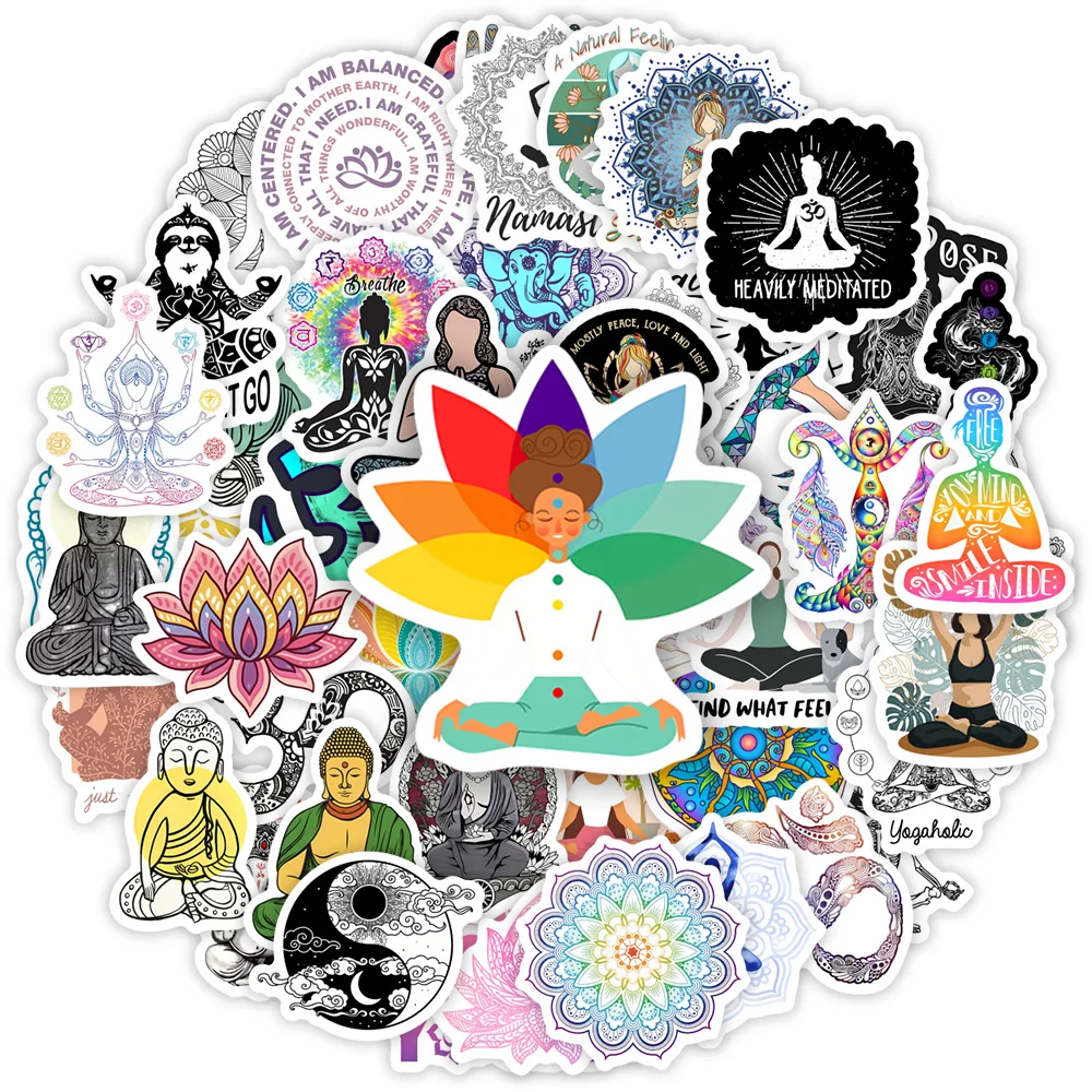 Yoga Meditation Stickers OM Buddha DIY Toy Gift Decorative Decal for Phone Luggage Laptop Bottles Scrapbook Waterproof