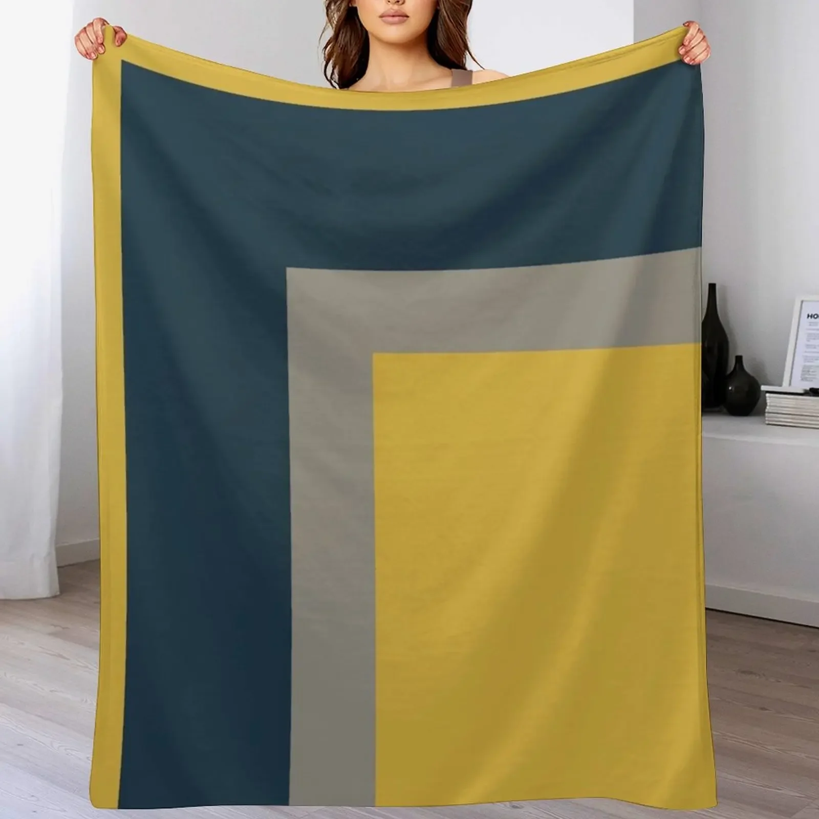 

Half Frame Minimalist Geometric Pattern 2 in Mustard Yellow, Navy Blue, and Grey Throw Blanket Elderly warm blanket