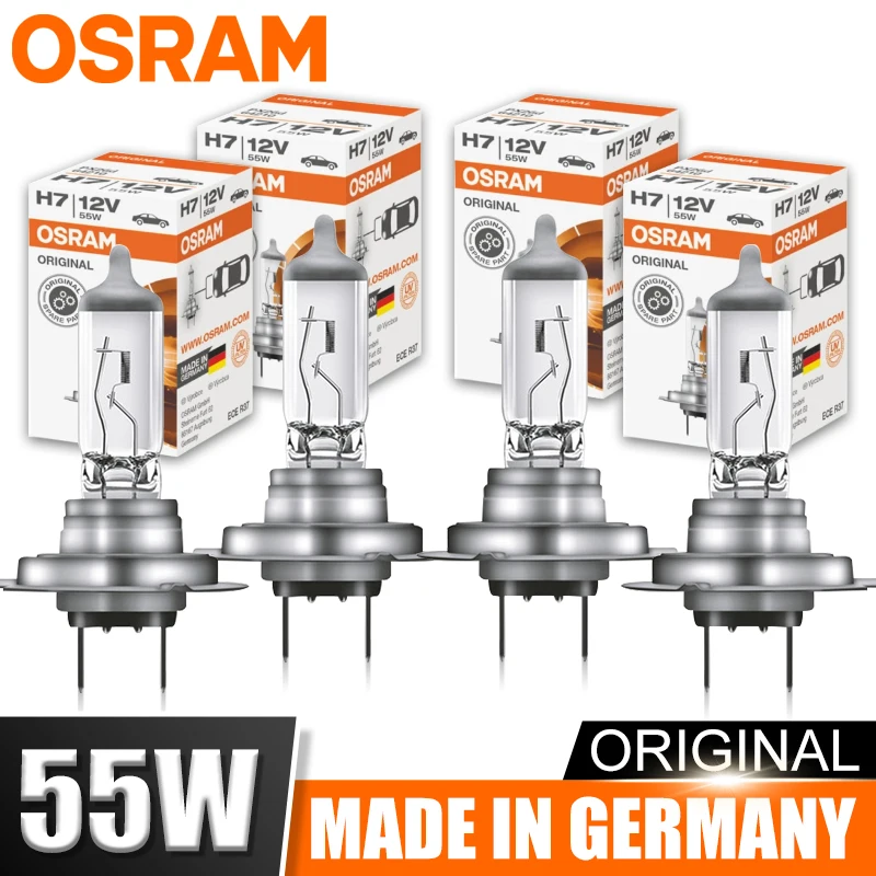 Lâmpada Automotiva OSRAM Original CLASSIC H7 64210 PX26d Padrão Hi/Lo Beam 12V 55W 3200K Luz Halógena Branca para Farol de Carro