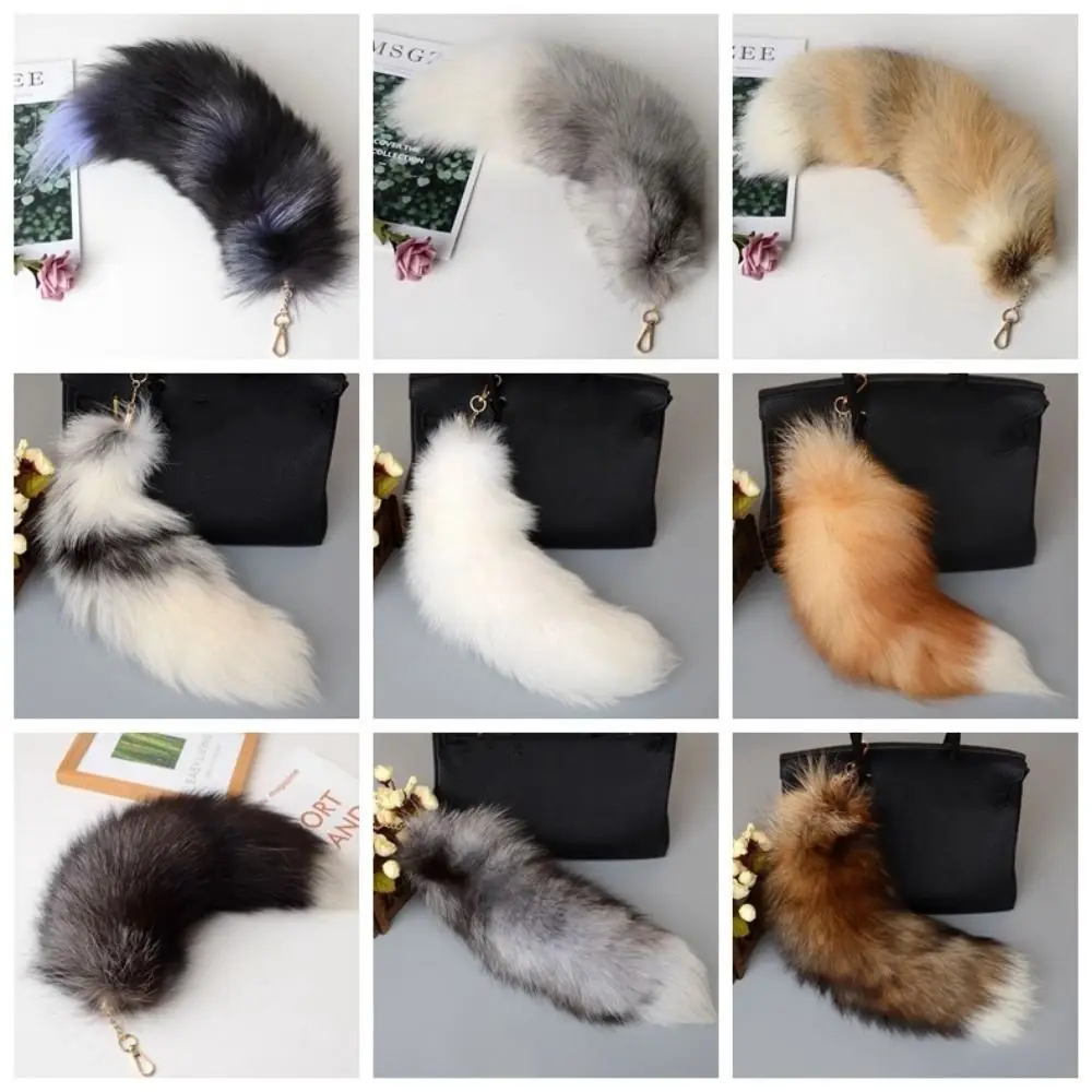 Pompons animal cauda chaveiro sacos charme saco borla cauda de pelúcia chaveiro grande alça macia corrente pingente de pele chaveiro saco decoração