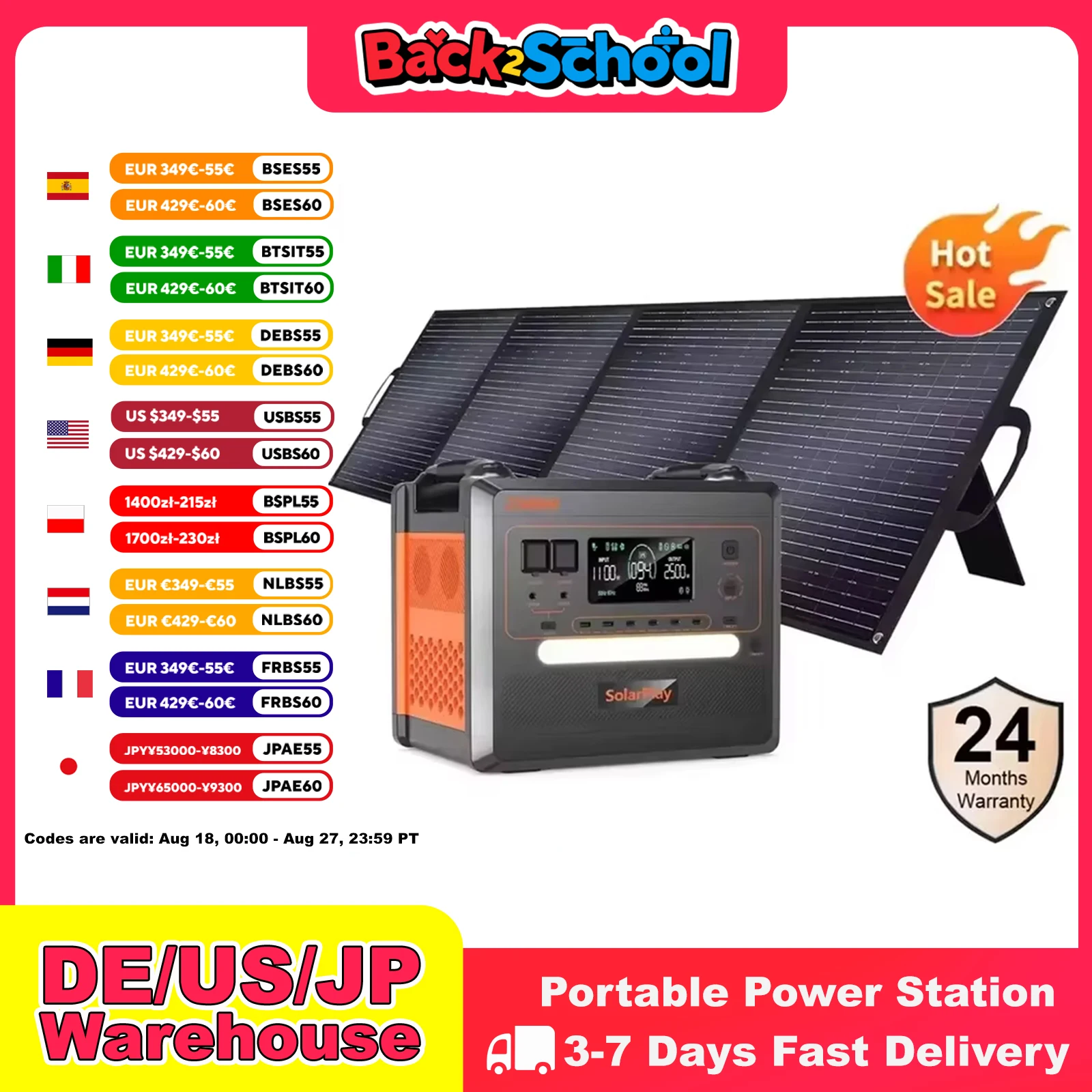 SOLARPLA2500W 2304WH LiFePo4 Stazione di energia solare portatile Generatori da campeggio all'aperto Batteria di backup 220V Pannello solare mobile 200W