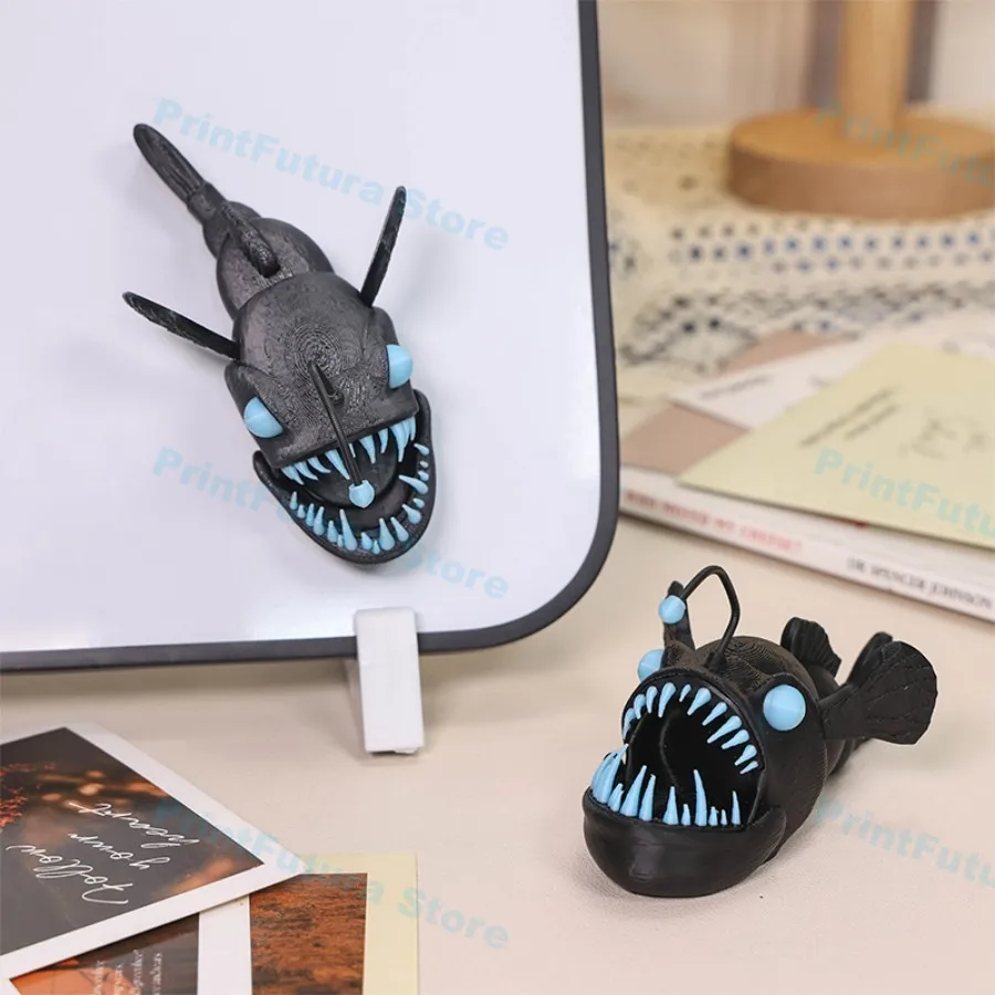 3D Printed Marine Animal Fridge Magnet Angler Fish Shark Hermit Crab Swordfish Dolphin, Home Kitchen Post-it Note Decoration