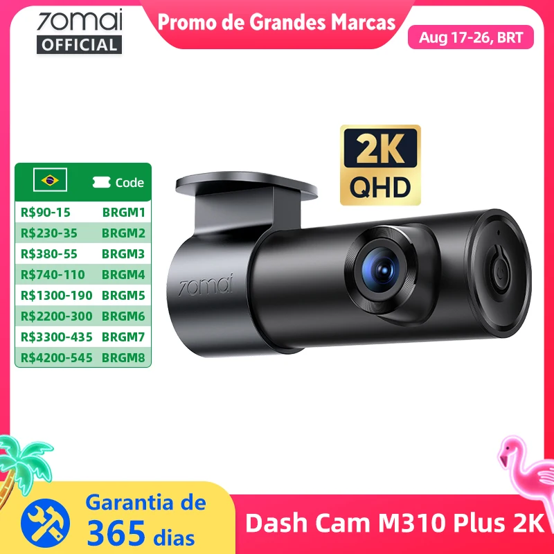 Câmera Veicular 70mai M310 Plus 2K 1440P 143 ° Câmera Veicular 70mai M310 Plus 2K com Visão Noturna, Controle de Voz Inteligente FOV F1.55 e Monitoramento de Estacionamento 24H