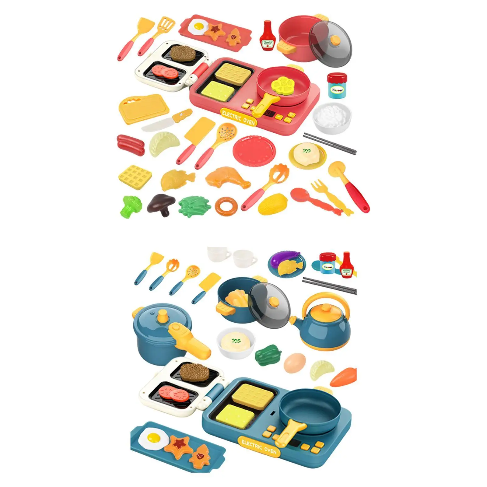 Juego de cocina, utensilios de cocina de simulación, olla y sartén, modelo preescolar con sonido y luz para niños, niñas, niños pequeños de 3 a 8 años