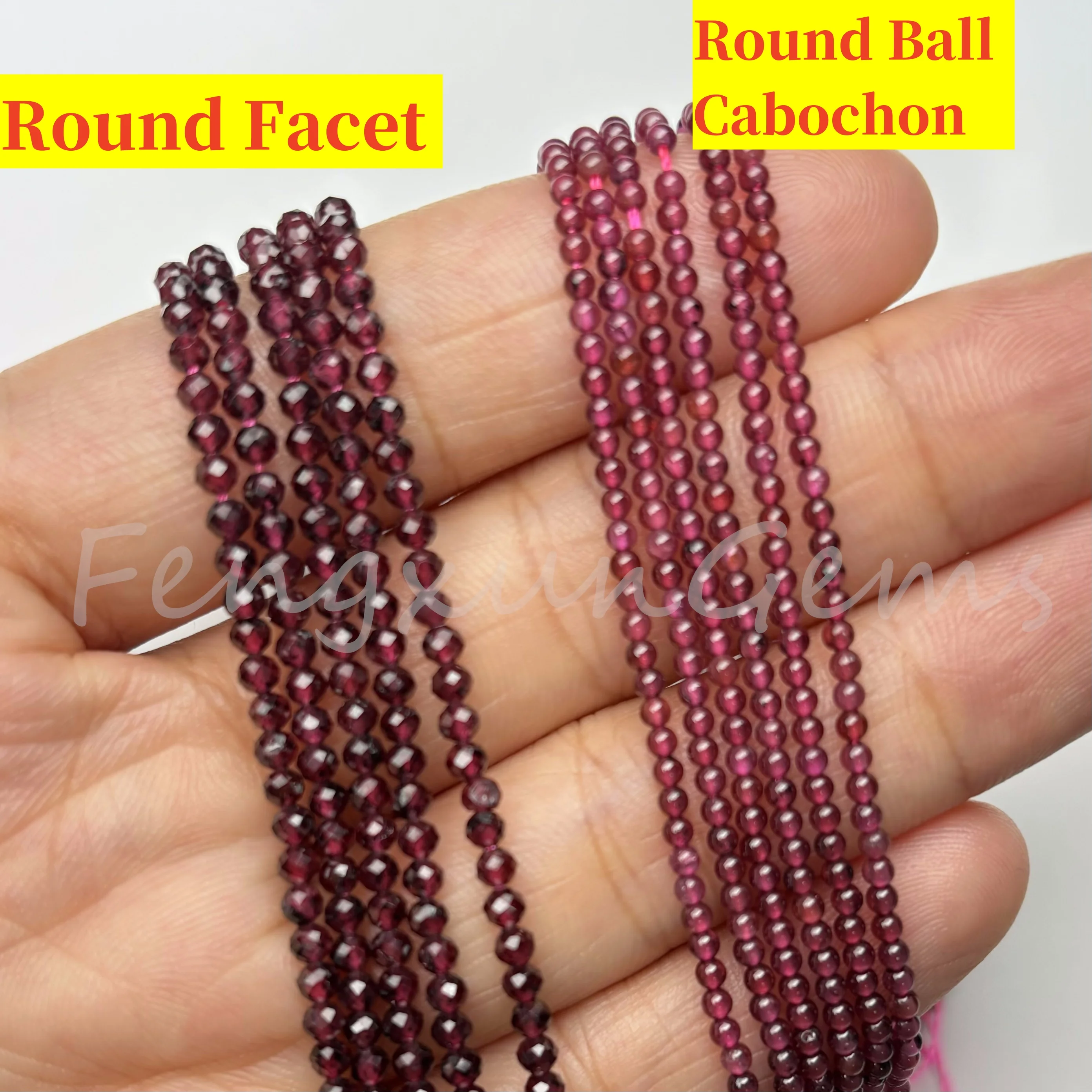 Cuentas de granate rojo de piedra Natural de 2 ~ 2,2mm de alta calidad, cuentas espaciadoras redondas sueltas para fabricación de joyería, accesorios para pulseras y collares DIY