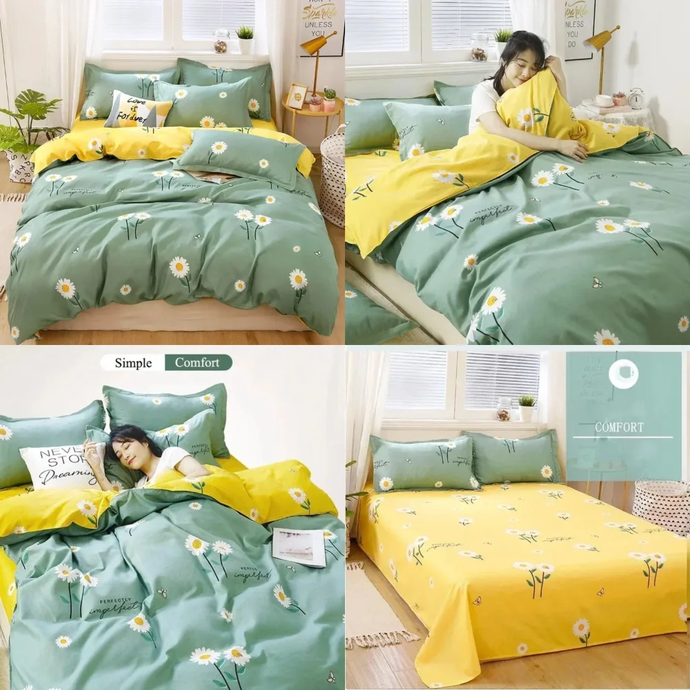 

Cozy and durable, this chic and fashionable Queen Size Daisy Printed Bedding Set is perfect for a King Size Bed. The set include