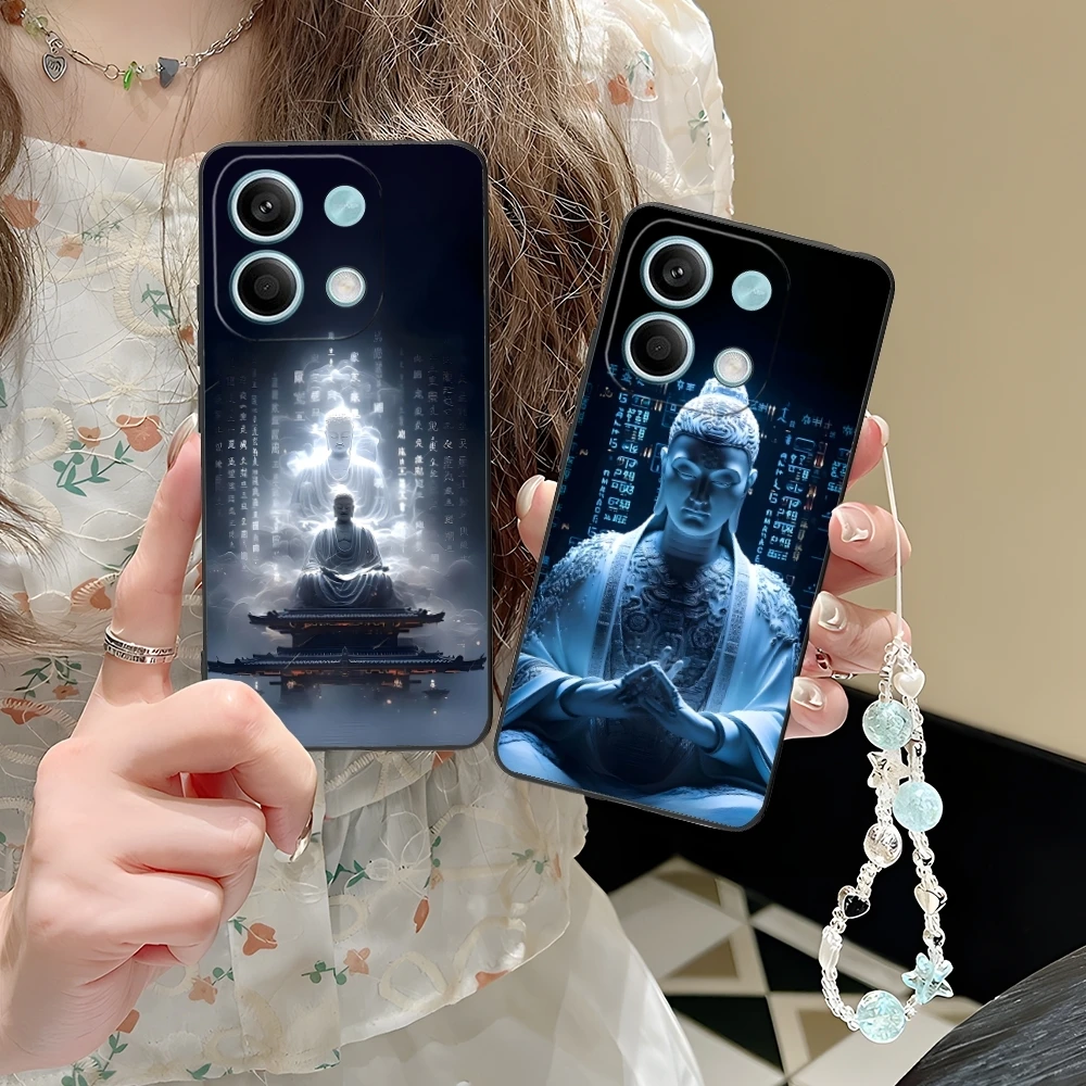 Buddha Buddhism Mobile Cell Phone Case for Xiaomi POCO M6 M5 M4 M3 X6 X5 X4 X3 F6 F5 F4 F3 F2 C40 Pro GT 5G Black Cover Shell